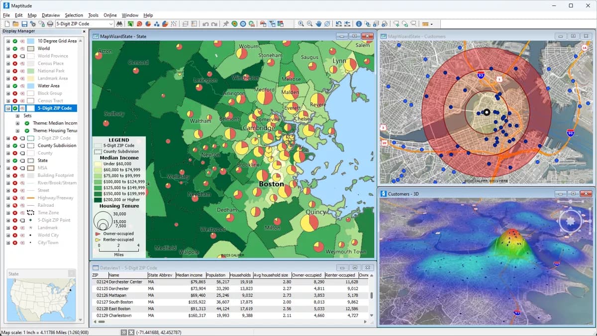 GIS mapping software showing spatial data analysis